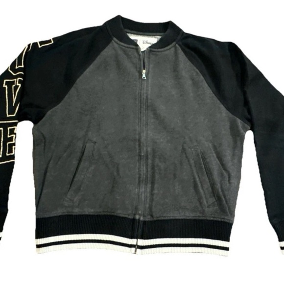 Gap x Disney Mickey Letterman Jacket Black Embroidered Love Spellout Girls Small - Picture 2 of 5